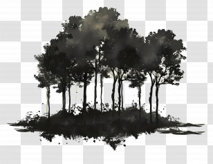 Forest - Silhouette Of Trees In Forest Transparent PNG