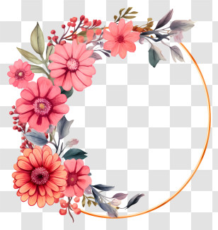Floral Wreath - Floral Frame With Pink Flowers Transparent PNG
