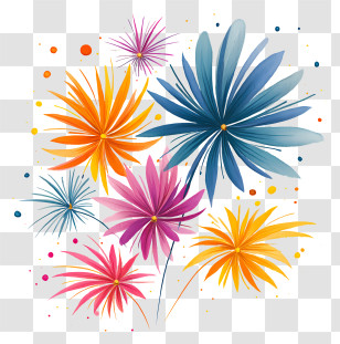 Abstract Fireworks - Colorful Fireworks Display Illustration Transparent PNG