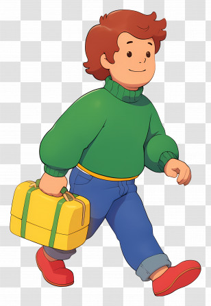 Walking Boy - Cartoon Boy Walking With A Suitcase Transparent PNG