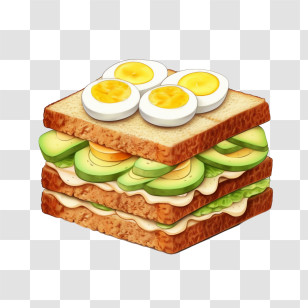 Sandwitch - Layered Sandwich With Eggs And Avocado Illustration Transparent PNG