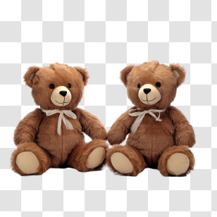Teddy Bear Day - Pair Of Brown Teddy Bears With Ribbons Transparent PNG