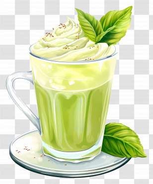 Green Drink - Refreshing Green Drink With Leaves Transparent PNG