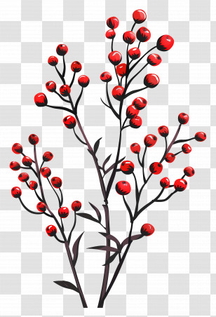 Small Twig - Red Berry Branch Illustration Transparent PNG