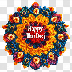 Bhai Dooj - Colorful Rangoli For Bhai Dooj Festival Transparent PNG