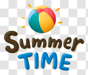 Logo Word Summer Time - Summer Time With Beach Ball Transparent PNG