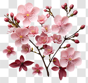 Cherry Blossom - Pink Cherry Blossom Branch Transparent PNG