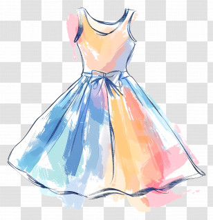 Fashion Dress - Stylish Colorful Dress With Bow Transparent PNG