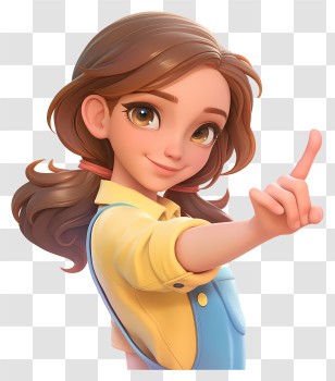 3d Girl Pointing - Girl Pointing Up Transparent PNG