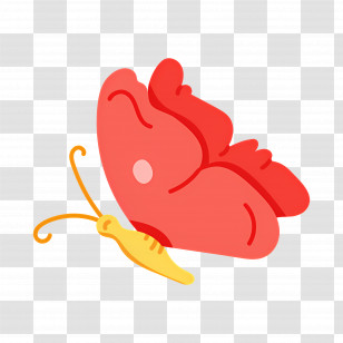 Flying Butterfly - Red Butterfly In Cartoon Style Transparent PNG