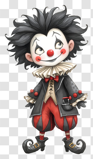 Gothic Clown - Playful Clown With Red Nose Transparent PNG