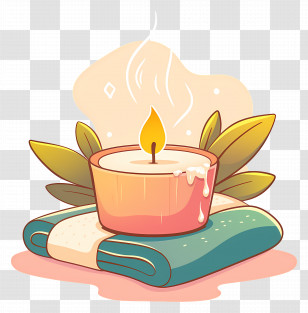 Aromatherapy Candle - Burning Candle On A Towel For Relaxation Illustration Transparent PNG