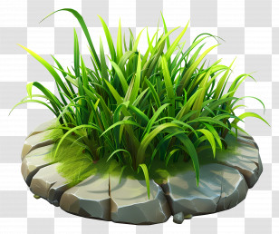 Grass Plant - Grass Patch On Stone Base Transparent PNG