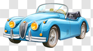 Convertible Sports Car - Retro Blue Convertible Car Transparent PNG