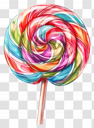 Candy - Bright And Colorful Rainbow Lollipop Transparent PNG