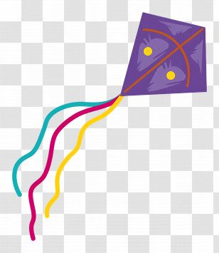 Kites In Sky - Colorful Kite With Strings Transparent PNG