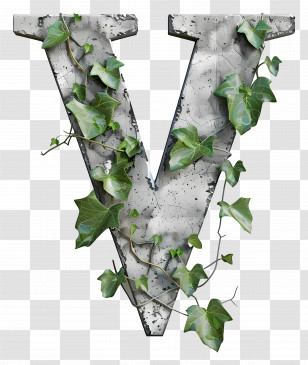 Letter V - Nature-Inspired Letter V With Ivy Transparent PNG