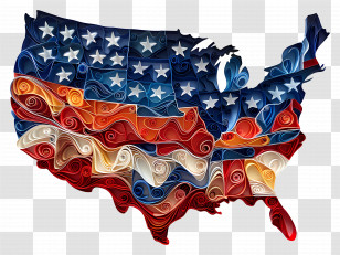 4th Of July - USA Map With Stars And Stripes Transparent PNG