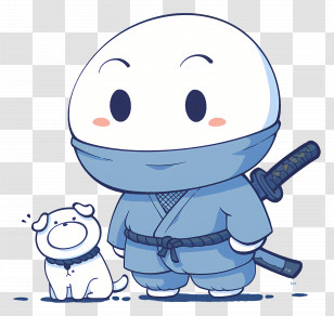 Cute Cartoon Ninja - Ninja Character With Dog Transparent PNG