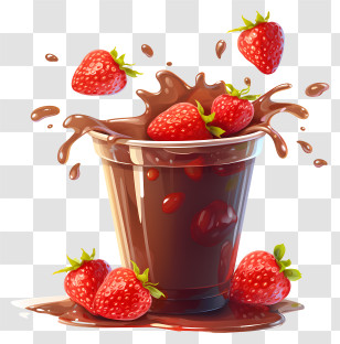 Chocolate Milk - Chocolate Splash With Strawberries Transparent PNG