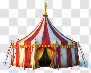 Tent Of Carnival - Red And White Circus Tent With Stripes Transparent PNG