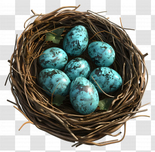 Bird Eggs - Speckled Blue Eggs In A Nest Transparent PNG