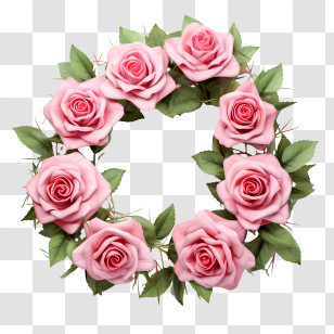 Rose Wreath - Pink Rose Wreath Decoration Transparent PNG