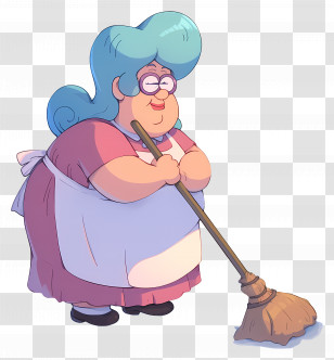 Woman Cleaning - Cartoon Woman Cleaning With Broom Transparent PNG
