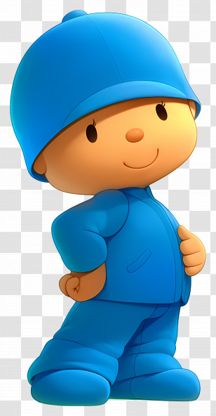 Pocoyo - Blue Cartoon Character With Hat And Cheerful Pose Transparent PNG