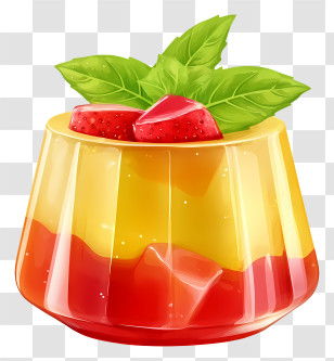 Gelatin Dessert - Fruit Jelly With Strawberry And Mint Transparent PNG
