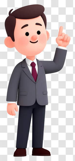 Cartoon Businessman Decision - Cartoon Man Pointing Upwards Transparent PNG