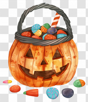 Halloween Basket - Pumpkin Candy Bucket For Halloween Treats Transparent PNG
