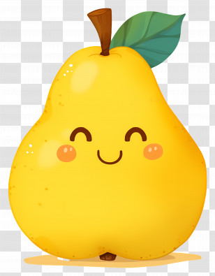 Cute Cartoon Pear - Cute Yellow Cartoon Pear With Smile Transparent PNG
