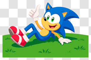 Sonic The Hedgehog - Sonic Relaxing On Grass Transparent PNG