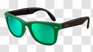 Ray-Ban Wayfarer Folding Flash Lenses Aviator Sunglasses - Blue - Ray Ban Transparent PNG