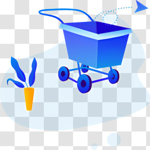 Carton Of Water - Blue Shopping Cart With Carrot Transparent PNG