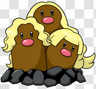 Dugtrio - Cartoon Moles With Blonde Hair Transparent PNG