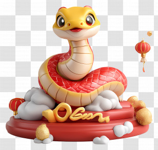 Happy New Year - Cartoon Snake On Pedestal Transparent PNG