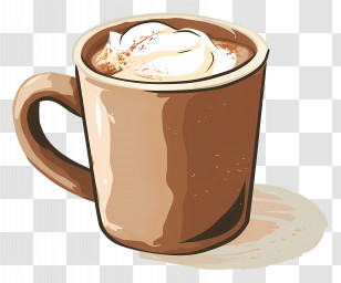 Mug Of Cocoa - Brown Coffee Cup With Whipped Topping Transparent PNG
