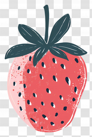 Strawberry - Artistic Strawberry Drawing With A Textured Look Transparent PNG
