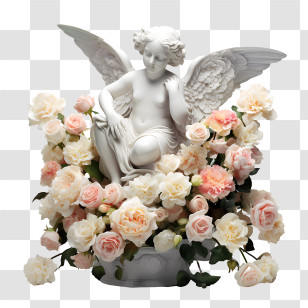 All Saints Day Angel - Angel Statue With Roses Illustration Transparent PNG