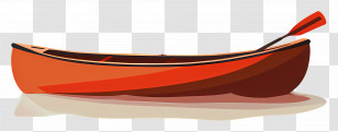 Canoe - Red And Brown Canoe With Paddle Transparent PNG