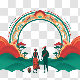 South Africa Heritage Day - People And Rainbow Landscape Transparent PNG