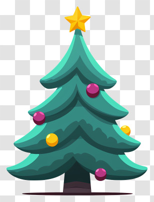 Christmas Tree - Classic Green Christmas Tree With Ornaments Transparent PNG