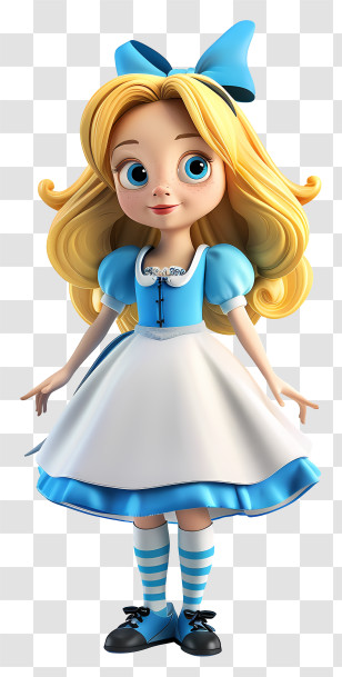 Alice In Wonderland - Blonde Girl In Blue Dress Cartoon Character Transparent PNG