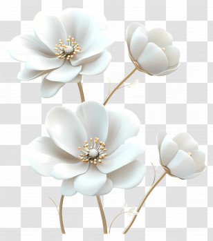 Elegant White Flower - White Blooming Flowers Transparent PNG