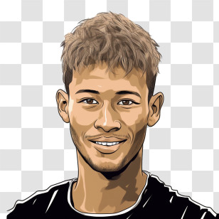 Neymar - Stylized Male Face Cartoon Illustration Transparent PNG