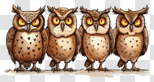 Halloween Border - Cartoon Owls With Big Eyes Transparent PNG