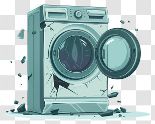 Broken Washing Machine - Damaged Washing Machine Transparent PNG