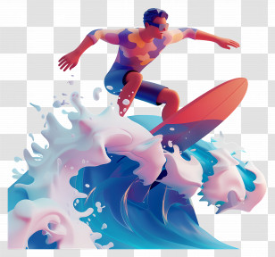 Surfing - Man Surfing On Big Waves Transparent PNG